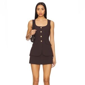 Amanda Uprichard Kya Skirt Romper- XS NWT Dark OLIVE / Green color (not brown)